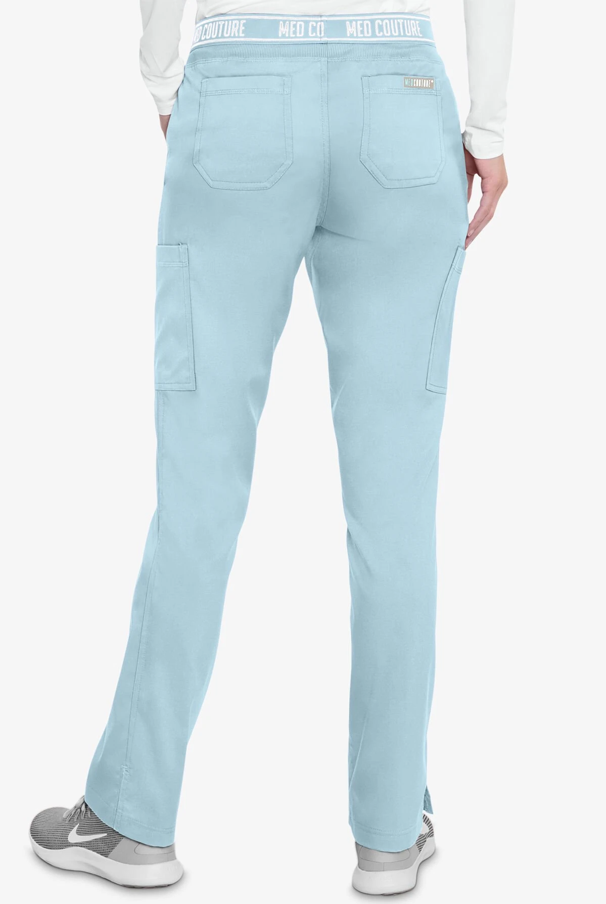 Med Couture Touch Women's 7-Pocket STRETCH Logo Elastic Double Cargo Yoga Scrub Pants 4 Med Couture Touch Women's 7-Pocket STRETCH Logo Elastic Double Cargo Yoga Scrub Pants - Image 2
