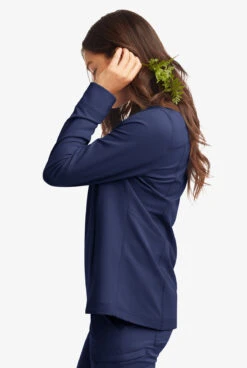 ReSurge Quartz Women’s 6-Pocket Long Sleeve Zip Front Scrub Jacket -Scrubs Wear Store RE521 100523 NAVY 3