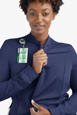 ReSurge Quartz Women’s 6-Pocket Long Sleeve Zip Front Scrub Jacket -Scrubs Wear Store RE521 100523 NAVY 5