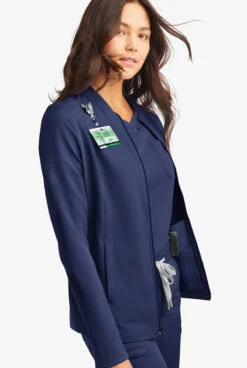 ReSurge Quartz Women’s 6-Pocket Long Sleeve Zip Front Scrub Jacket -Scrubs Wear Store RE521 100523 NAVY 6