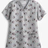 Tasha & Me Sugar Skulls Women's 2-Pocket V-Neck Print Scrub Top -Scrubs Wear Store TM980SUS 1