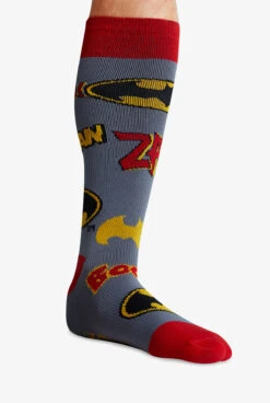 Cherokee Tooniforms Batman Mania Men's 8-12 MmHg Light Compression Socks -Scrubs Wear Store TNBATMAN 3