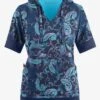 Easy STRETCH By Butter-Soft™ Paisley Tie Dye Women's 3-Pocket Short Sleeve Pull-Over Scrub Hoodie 2 Easy STRETCH By Butter-Soft™ Paisley Tie Dye Women's 3-Pocket Short Sleeve Pull-Over Scrub Hoodie -Scrubs Wear Store TS417PDNV 100523 1