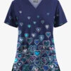 UA Butter-Soft STRETCH Bright Hearts Navy Women's 2-Pocket V-Neck Printed Scrub Top -Scrubs Wear Store TS542BHNV 100523 1