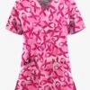 UA Butter-Soft STRETCH Pink Courage Fuchsia Women's 2-Pocket V-Neck Printed Scrub Top -Scrubs Wear Store TS542PKFC 100523 1