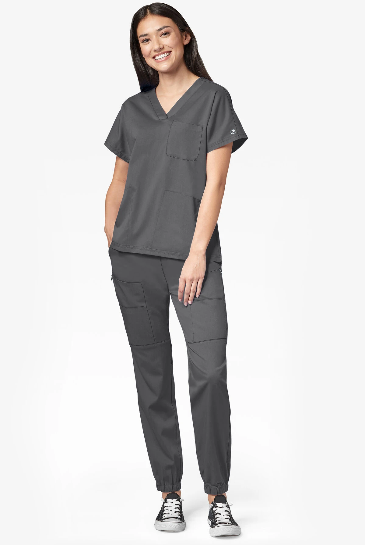 WonderWink PRO Women's 8-Pocket STRETCH Elastic Waist Cargo Jogger Scrub Pants 4 WonderWink PRO Women's 8-Pocket STRETCH Elastic Waist Cargo Jogger Scrub Pants - Image 2