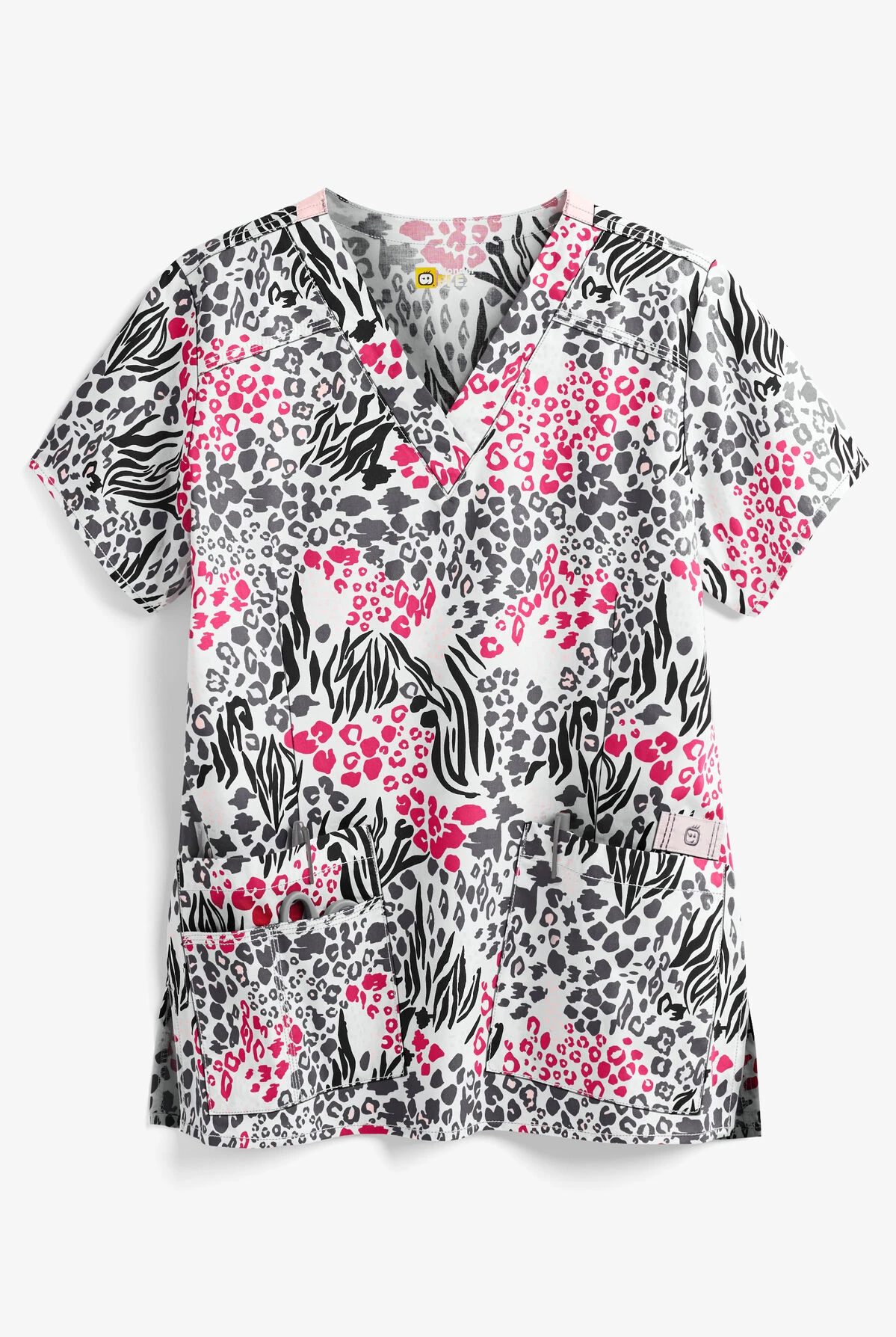 WonderWink WonderFLEX Verity One Love Women's 4-Pocket STRETCH V-Neck Print Scrub Top 3 WonderWink WonderFLEX Verity One Love Women's 4-Pocket STRETCH V-Neck Print Scrub Top