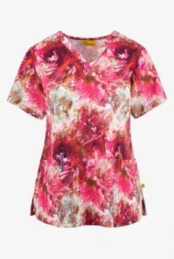 WonderWink Phoenix Tie Dye Women's 3-Pocket STRETCH V-Neck Print Scrub Top