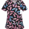 White Cross Sarasota Sandals Women's 3-Pocket V-Neck Print Scrub Top -Scrubs Wear Store WC618SRS 1